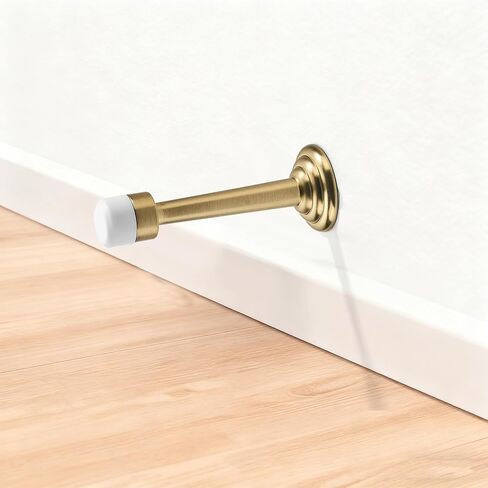 Khtumeware 2 Pack Satin Brass Zinc Door Stopper with Rubber Bumper,3" Flexible Heavy Duty Wall Door Stop, Metal Solid Rigid(Brushed Brass) in Saudi Arabia