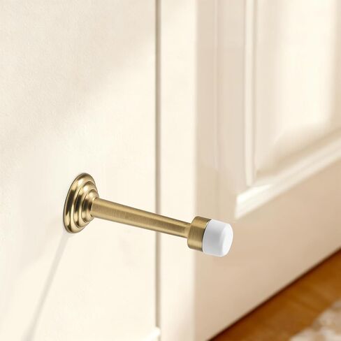 Khtumeware 2 Pack Satin Brass Zinc Door Stopper with Rubber Bumper,3" Flexible Heavy Duty Wall Door Stop, Metal Solid Rigid(Brushed Brass) in Saudi Arabia