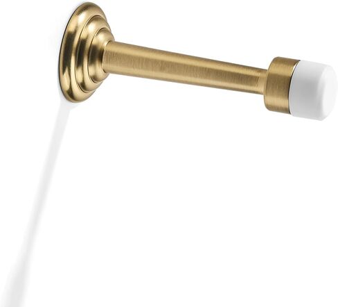 Khtumeware 2 Pack Satin Brass Zinc Door Stopper with Rubber Bumper,3" Flexible Heavy Duty Wall Door Stop, Metal Solid Rigid(Brushed Brass) in Saudi Arabia