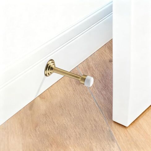 Khtumeware 2 Pack Satin Brass Zinc Door Stopper with Rubber Bumper,3" Flexible Heavy Duty Wall Door Stop, Metal Solid Rigid(Brushed Brass) in Saudi Arabia