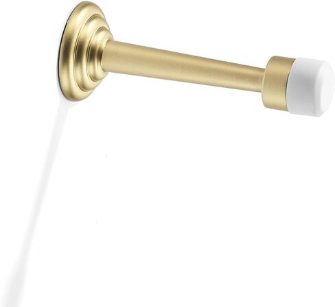 Khtumeware 2 Pack Satin Brass Zinc Door Stopper with Rubber Bumper,3" Flexible Heavy Duty Wall Door Stop, Metal Solid Rigid(Brushed Brass) in Saudi Arabia