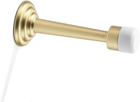 Khtumeware 2 Pack Satin Brass Zinc Door Stopper with Rubber Bumper,3" Flexible Heavy Duty Wall Door Stop, Metal Solid Rigid(Brushed Brass) in Saudi Arabia