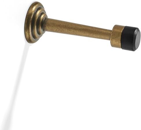 Khtumeware 2 Pack Satin Brass Zinc Door Stopper with Rubber Bumper,3" Flexible Heavy Duty Wall Door Stop, Metal Solid Rigid(Brushed Brass) in Saudi Arabia