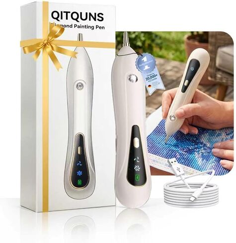 2026 Upgrade Electric Diamond Painting Pen with Display【Industry Ranking No.1—100% Absorption】Wireless Diamond Art Tools【Ergonomic Pen Grip Design】Diamond Art Kits For Adults,White in Saudi Arabia