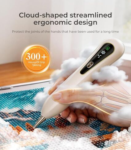 2026 Upgrade Electric Diamond Painting Pen with Display【Industry Ranking No.1—100% Absorption】Wireless Diamond Art Tools【Ergonomic Pen Grip Design】Diamond Art Kits For Adults,White in Saudi Arabia