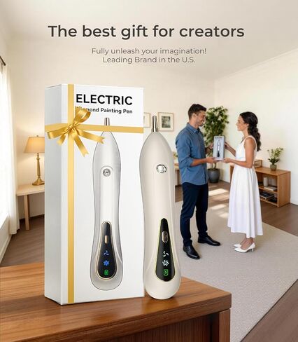 2026 Upgrade Electric Diamond Painting Pen with Display【Industry Ranking No.1—100% Absorption】Wireless Diamond Art Tools【Ergonomic Pen Grip Design】Diamond Art Kits For Adults,White in Saudi Arabia