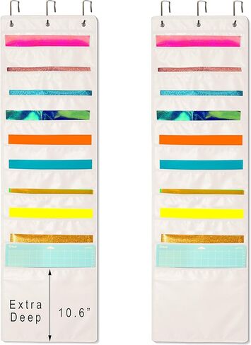 Hanging Organizer, 12x12 Paper Storage, Deep Pocket Vinyl Holder, for Cardstock, Scrapbook, Craft Paper, Cut Mat, Beige Color, Pack of 2 in Saudi Arabia