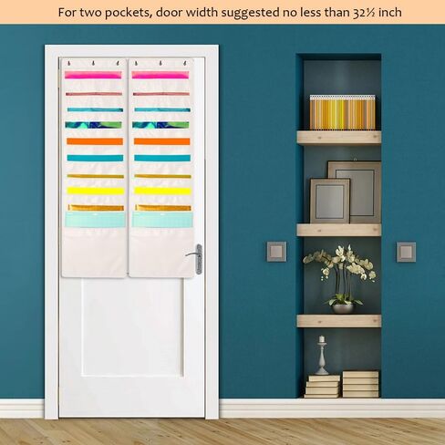 Hanging Organizer, 12x12 Paper Storage, Deep Pocket Vinyl Holder, for Cardstock, Scrapbook, Craft Paper, Cut Mat, Beige Color, Pack of 2 in Saudi Arabia