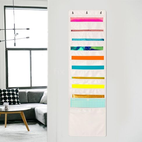 Hanging Organizer, 12x12 Paper Storage, Deep Pocket Vinyl Holder, for Cardstock, Scrapbook, Craft Paper, Cut Mat, Beige Color, Pack of 2 in Saudi Arabia