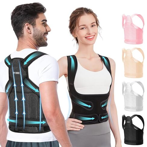 Fit Geno Posture Corrector for Women and Men - Adjustable Back Brace & Straightener for Scoliosis, Hunchback Correction, Back Pain, Spine Corrector, Back Support and Posture Trainer in Saudi Arabia