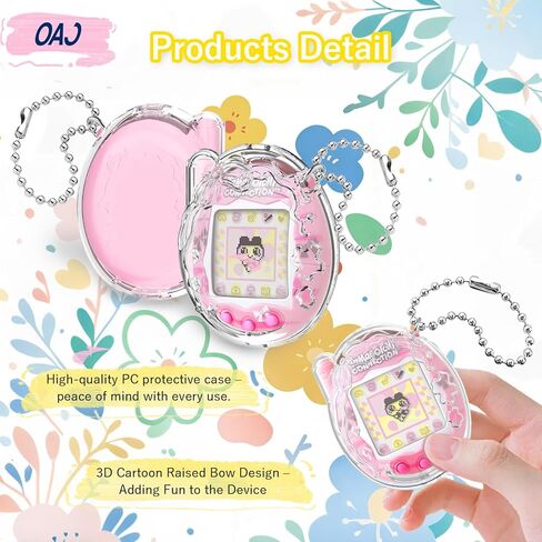 OAJ لحقيبة اتصال Tamagotchi، 3 قطع مع حبل وسلسلة وعروة. حافظة واقية شفافة من البولي كربونات، مناسبة للحيوانات الأليفة الافتراضية، ومتوافقة مع الأطفال والكبار in Kuwait