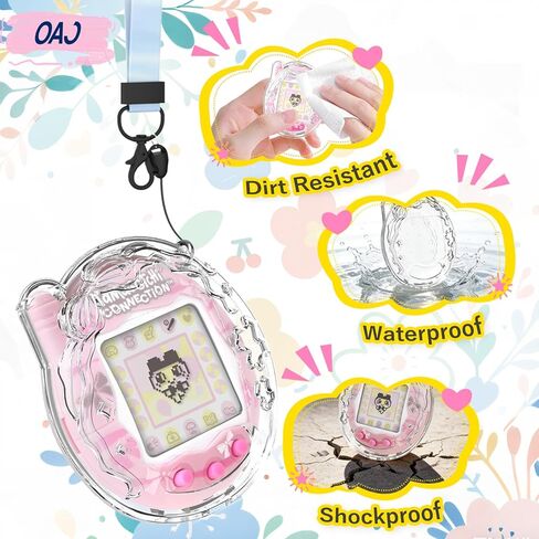 OAJ لحقيبة اتصال Tamagotchi، 3 قطع مع حبل وسلسلة وعروة. حافظة واقية شفافة من البولي كربونات، مناسبة للحيوانات الأليفة الافتراضية، ومتوافقة مع الأطفال والكبار in Kuwait