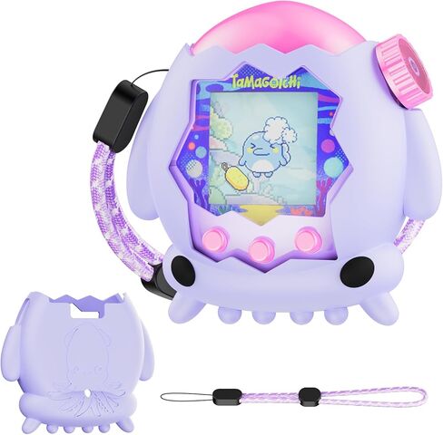 حافظة غطاء سيليكون لـ Tamagotchi Paradise مع حبل قصير، حافظة واقفة متوافقة مع Tamagotchi Paradise، مقاومة للسقوط والخدش (وردي) in Kuwait