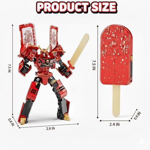 Yerloa Ice Cream Transforming Toy, 2 in 1 Popsicle Robot Toys for Kids Toddler Fun Deformation Robot Action Figure, Christmas Birthday Gift Toys for Boys Girls 3-8 (Brown) in Saudi Arabia