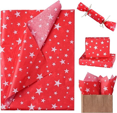 LeZakaa 25 Sheets Independence Day Tissue Paper – Fireworks Red White Blue Gift Wrapping Tissue, Patriotic 4th of July Party Supplies for Gift Bags, Boxes, Crafts – 19.7 × 27.6 Inches in Saudi Arabia