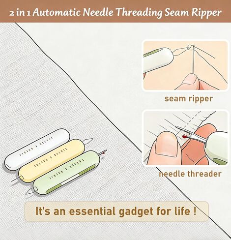 3 Pack Dual Function Seam Ripper & Needle Threader - Compact Hand Sewing Tools for Easy Stitch Removal & Efficient Threading in Saudi Arabia