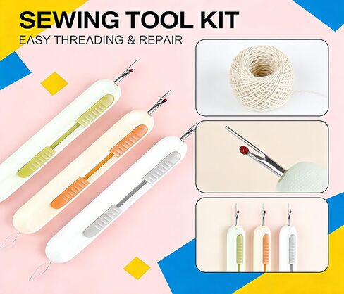 3 Pack Dual Function Seam Ripper & Needle Threader - Compact Hand Sewing Tools for Easy Stitch Removal & Efficient Threading in Saudi Arabia