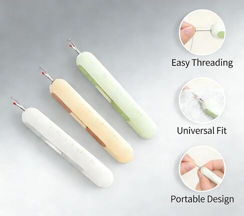 3 Pack Dual Function Seam Ripper & Needle Threader - Compact Hand Sewing Tools for Easy Stitch Removal & Efficient Threading in Saudi Arabia