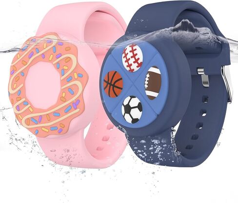 Waterproof Airtag Bracelets for Kids - (2 Pack) Soft Silicone Hidden Airtag Wristband - Lightweight GPS Tracker Holder Compatible with Apple Airtag Band for Child(Butterfly/Cat) in Saudi Arabia