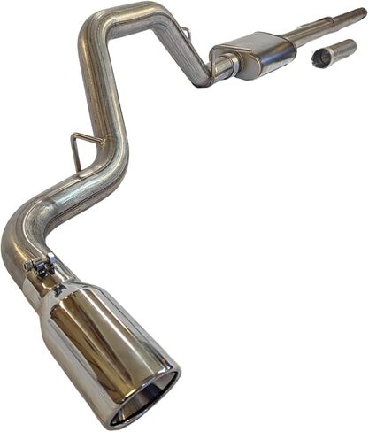 B2 Fabrication Performance Exhaust System for Silverado & Sierra 1500 (2014-2019) - Moderate Sound 18-Inch Muffler 409 Stainless Steel | Polished Tips Single Exit in Saudi Arabia