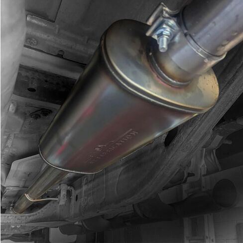 B2 Fabrication Performance Exhaust System for Silverado & Sierra 1500 (2014-2019) - Moderate Sound 18-Inch Muffler 409 Stainless Steel | Polished Tips Single Exit in Saudi Arabia