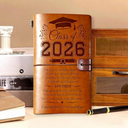 Class of 2026 Graduation Gifts Leather Journal, 2026 Graduation Gift for Her Him 140 Page Refillable Journal Presents, High School College Grad Gifts Ideas for Women Men Graduates in Saudi Arabia