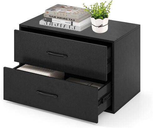 2 Drawer Lateral File Cabinet, Stackable Home Office Drawers, Under Desk Printer Stand, Low Storage Organizer, Horizontal Wooden Filing Cabinet for Study Living Room, No Wheels (1, White) in Saudi Arabia