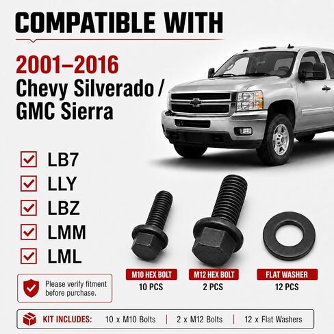 مجموعة مسامير الأنابيب لأعلى متوافقة مع 2001-2016 Chevy Silverado GMC Sierra 2500 3500 6.6L Duramax Diesel LB7 LLY LBZ LMM LML، 12 قطعة مجموعة مسامير عادم رأس سداسية استبدال 116121500 in Kuwait