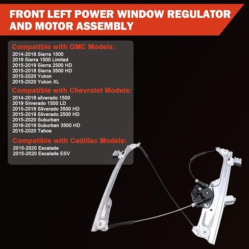 751-724 Front Left Power Window Regulator And Motor Assembly Compatible With Escalade Silverado Suburban Tahoe Sierra Yukon/Yukon XL 2014-2020 Driver Side Power Window Regulator 23118067 84621036 in Saudi Arabia