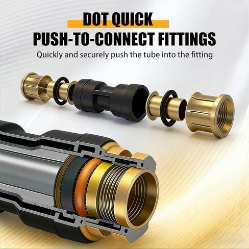 3/8 "DOT Air Brake Line Union Coupler 4 Pack، 3/8" Tube OD PTC/PTCR ودفع نحاسي لتوصيل التركيبات المستقيمة لأنظمة هواء مقطورة الشاحنة in Kuwait