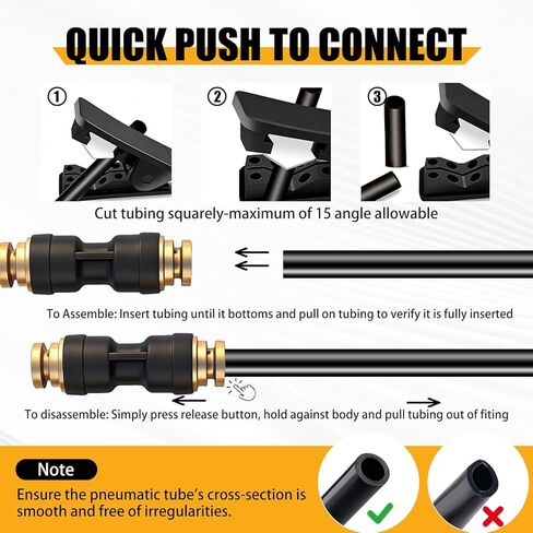 3/8 "DOT Air Brake Line Union Coupler 4 Pack، 3/8" Tube OD PTC/PTCR ودفع نحاسي لتوصيل التركيبات المستقيمة لأنظمة هواء مقطورة الشاحنة in Kuwait