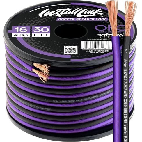 16 Gauge Pure Copper Speaker Wire (OFC) by Install Link, 30 Feet, for Car or Home Theater in Kuwait