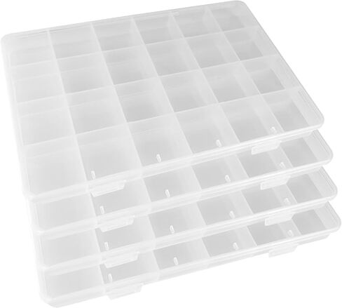 4-piece 24-grid transparent sorting box, used for small parts, jewelry storage box, for earrings, beads, storage, office supplies, Lego plastic, fishing tackle and bait box in Saudi Arabia