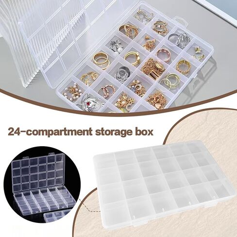 4-piece 24-grid transparent sorting box, used for small parts, jewelry storage box, for earrings, beads, storage, office supplies, Lego plastic, fishing tackle and bait box in Saudi Arabia