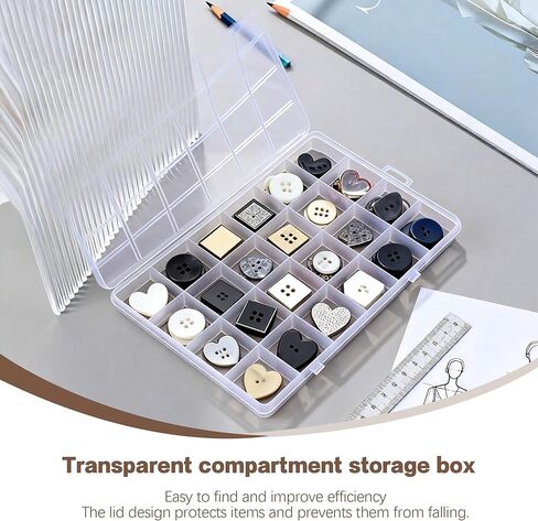 4-piece 24-grid transparent sorting box, used for small parts, jewelry storage box, for earrings, beads, storage, office supplies, Lego plastic, fishing tackle and bait box in Saudi Arabia