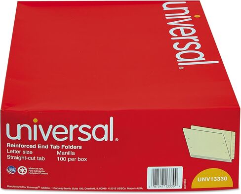 Universal UNV13330 Deluxe Reinforced Straight End Tab Folders - Letter, Manila (100/Box) in Saudi Arabia