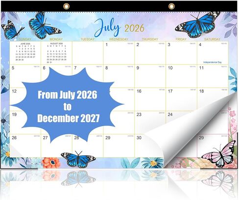 يوليو 2026 إلى ديسمبر 2027 تقويم مكتب، كبير 17 بوصة × 12 بوصة تقويم حائط شهري - مخطط مدرسي للعام الأكاديمي، منظم تقويم لمدة 18 شهرًا، تصميم على طراز المفكرة للمكتب المنزلي in Kuwait