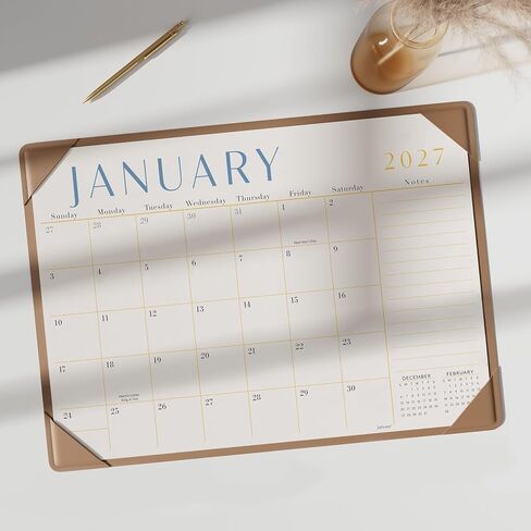 Jotsome Desk Calendar 2026-2027 with Desktop Mat, Desk Pad Calendar From July 2026 to December 2027 17x12 inch, Desk Blotter Calendar for Home Office and School, Easy Organizing (Apricot, 17" x 12") in Saudi Arabia