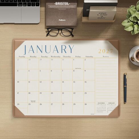Jotsome Desk Calendar 2026-2027 with Desktop Mat, Desk Pad Calendar From July 2026 to December 2027 17x12 inch, Desk Blotter Calendar for Home Office and School, Easy Organizing (Apricot, 17" x 12") in Saudi Arabia