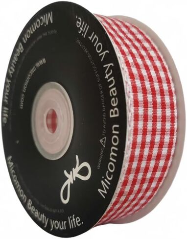 25 Yards Khaki and White Gingham Ribbon Taffeta Plaid Ribbon with Rick Rack Zig Zag RIC Rac Edge Checkred Ribbon for Holiday Decoration Gift Packing Wrapping (3/8",Khaki) in Saudi Arabia