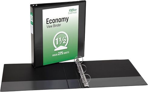 3 مجلدات حلقية من Office Essentials Economy View، حلقات دائرية 1.5 بوصة، عمود فقري 2.1 بوصة، سعة 275 ورقة، مجلدات سوداء (4 عبوات من 03129) in Kuwait