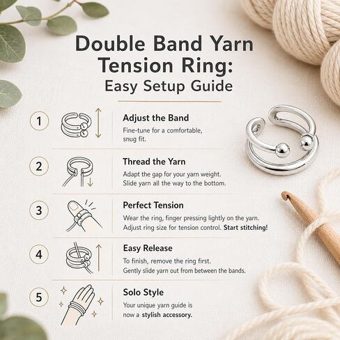 Smiley Face Crochet Tension Ring for Finger, Adjustable Minimalist Yarn Guide Ring for Knitting, Silver Plated Crochet Ring with Thread Cutter & Kit, Joyful Jewelry Gift for Crocheters in Saudi Arabia