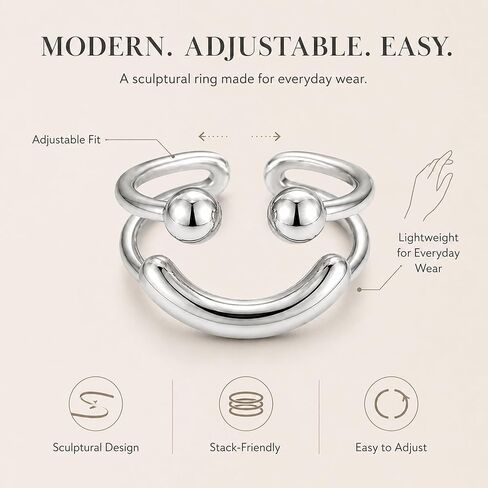 Smiley Face Crochet Tension Ring for Finger, Adjustable Minimalist Yarn Guide Ring for Knitting, Silver Plated Crochet Ring with Thread Cutter & Kit, Joyful Jewelry Gift for Crocheters in Saudi Arabia