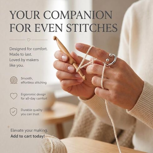 Smiley Face Crochet Tension Ring for Finger, Adjustable Minimalist Yarn Guide Ring for Knitting, Silver Plated Crochet Ring with Thread Cutter & Kit, Joyful Jewelry Gift for Crocheters in Saudi Arabia
