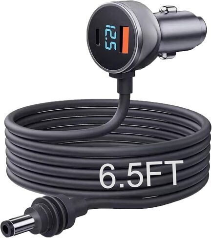 كابل Starlink Mini، 3 في 1 شاحن سيارة Starlink Mini 12V-24V DC محول ولاعة السجائر مع شاشة رقمية، PD 30W + USB-A 30W + DC 72W مصدر طاقة السيارة للشاحنات والقوارب RVs (10FT) in Kuwait