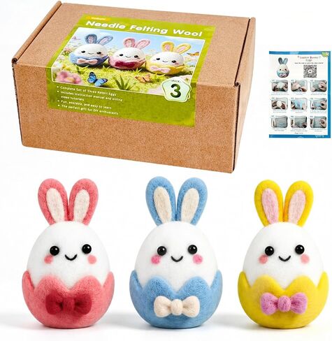 Beginner Needle Felting Kit – 3 Highland Cow, Complete Wool Felting Supplies with Step-by-Step Video, Safety Guide & Instruction Cards – Animal Needle Felting Starter Kit for Adults & DIY Beginners in Saudi Arabia