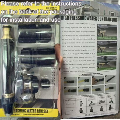 High Pressure Power Washer Nozzle with Connector Set, Power Jet Water with Three Spray Modes, Direct Spray Gun, Multi Function Watering Sprayer for Cleaning Yard Pets Car (1 PCS) in Saudi Arabia
