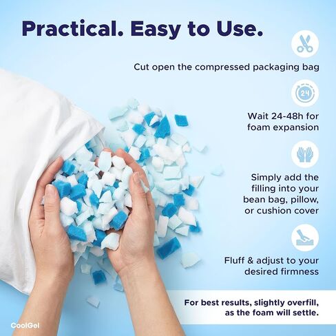 Cool Gel Shredded Memory Foam Refill 3 lb, Cooling Gel Infused Bean Bag Filler for Pillows, Dog Beds, Couch Cushions in Saudi Arabia