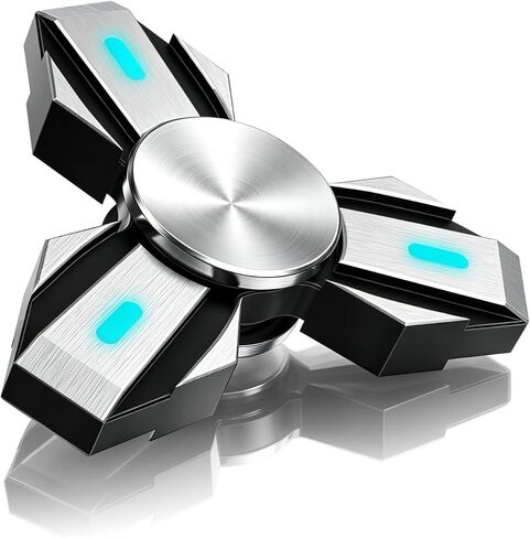 ATESSON Light Up Fidget Spinner Metal Fidget Toys للبالغين والأطفال من الفولاذ المقاوم للصدأ تحمل وقت دوران طويل هادئ وسلس، وتخفيف التوتر والقلق ADHD لعبة Fidget Spinners مع الفلورسنت in Kuwait