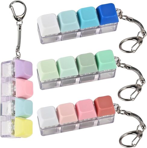 GOLDGE 4 Pack Keyboard Fidget Toy, 4-in-1 Keyboard Keychain Silent Fidget Toys, Button Stress Relief Clicker Toys for Adults- Calm Anxiety, Focus Boost, Portable Sensory Stress-Relief Fidget Gifts in Kuwait